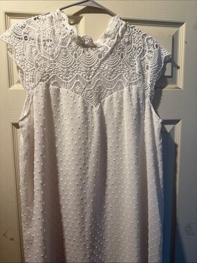 SHEIN White Sleeveless Midi Dress with Crochet Yoke